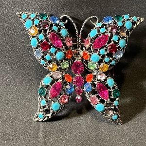 Vintage Multi-color Mid-century Butterfly Pin Brooch approx. 2.5” Wide x 2” Long